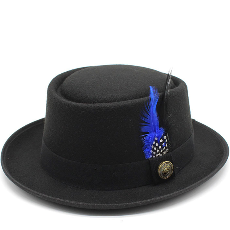 Fedora Hat Wool - Vintage Varkensvleespasthoed Mannen Brede Rand Wolvilt
