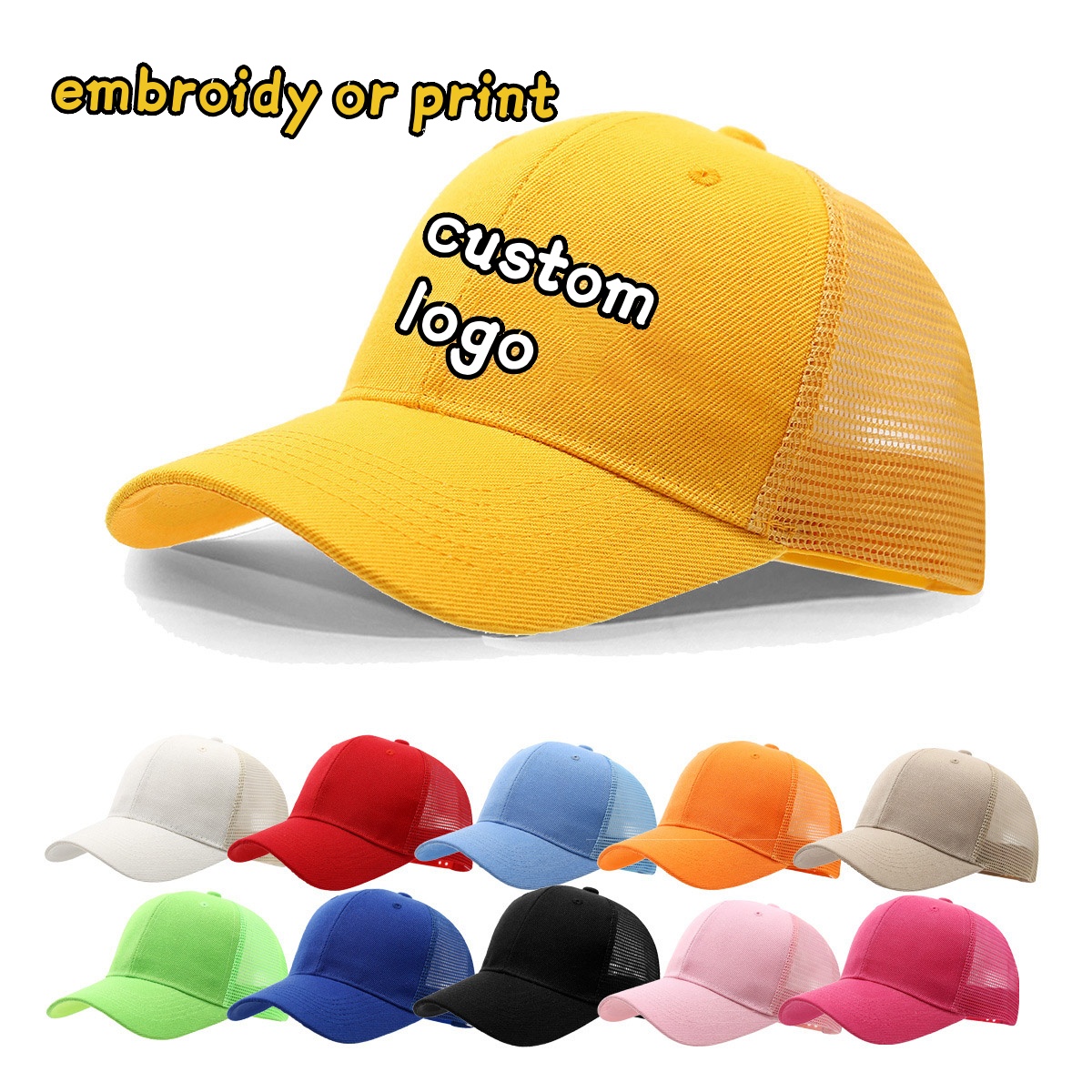 Trucker Cap Mesh - Aangepaste logo cap borduurwerk afdrukken effen