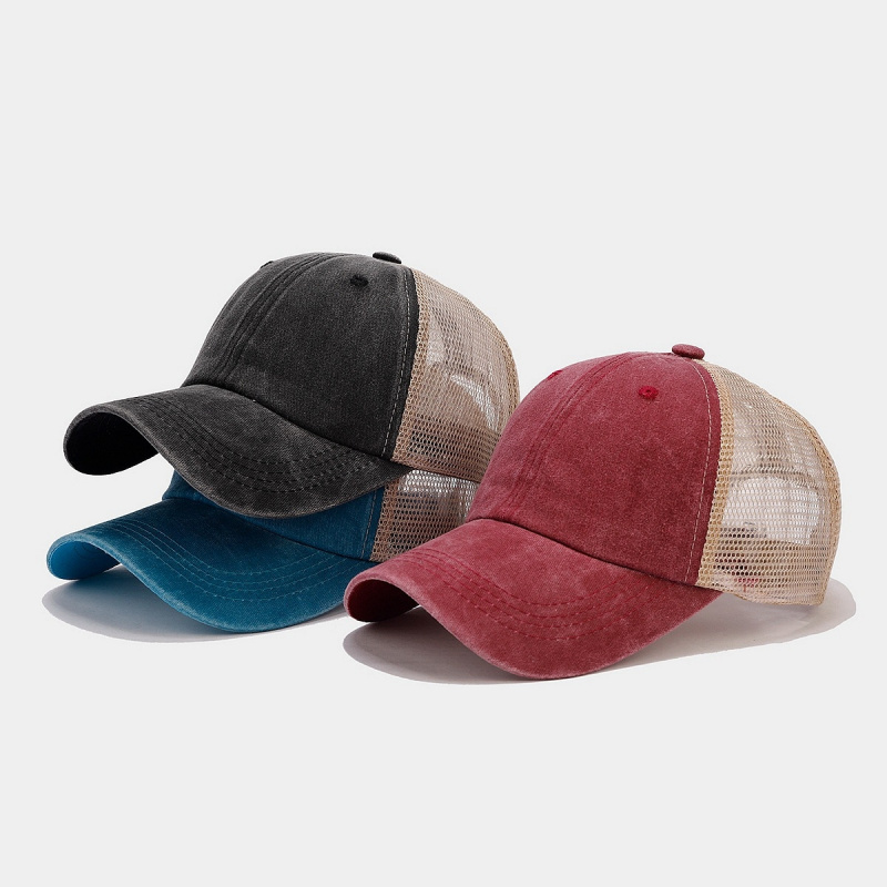 Trucker Cap Mesh - Vintage gewassen denim mesh back trucker