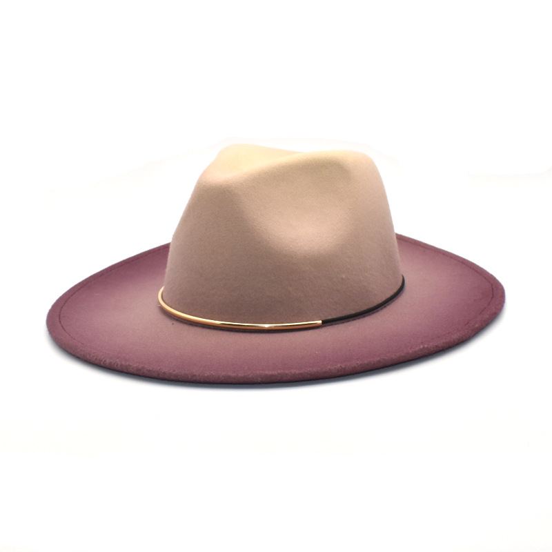 Fedora Hat Wool - Gradiënt Grote Rand Wol Vintage Vilt