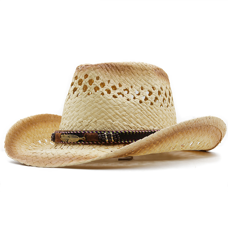 Cowboy Hat Straw - Panama Zachte Handgemaakte Cowboy Strohoed Zomer