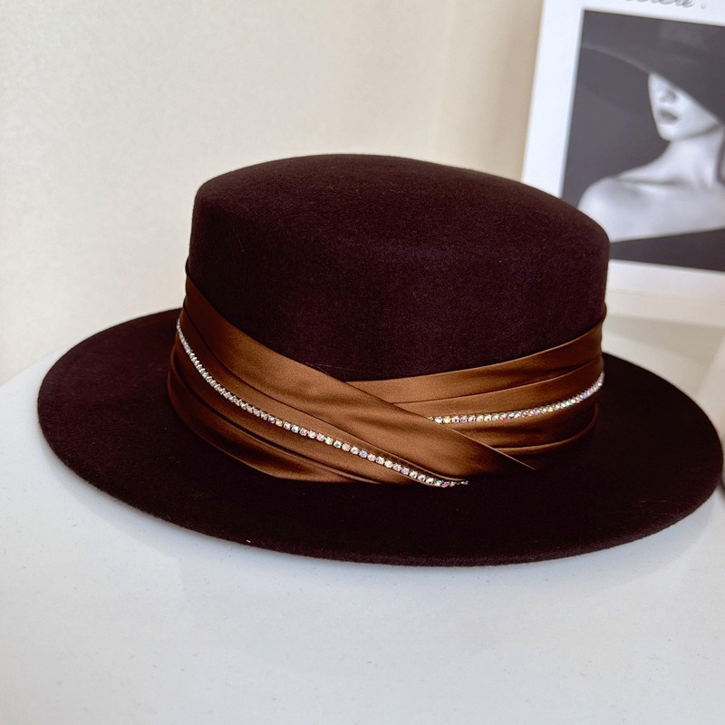 Fedora Hat Wool - Luxe boetiekhoed van echt geplooid satijnen