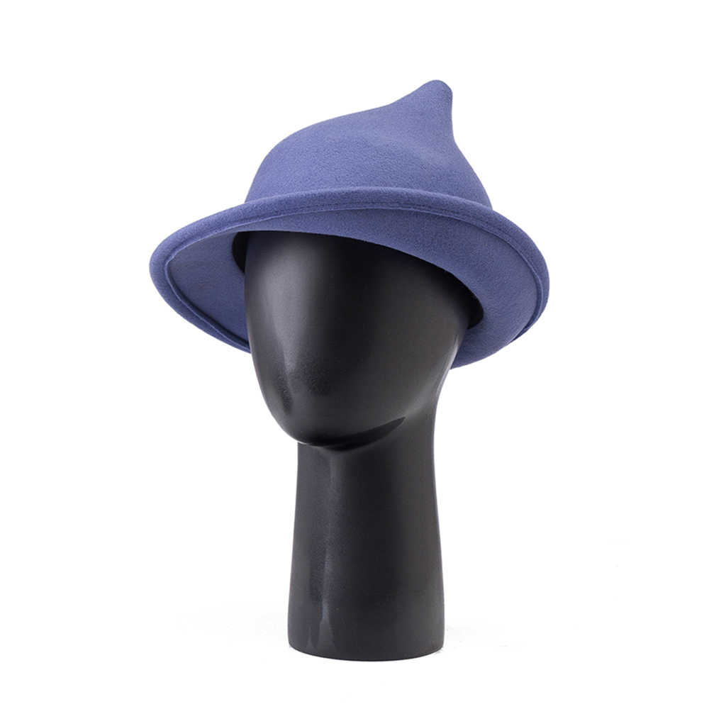 Fedora Hat Wool - Modieuze heks 100% wol puntige heksenhoed