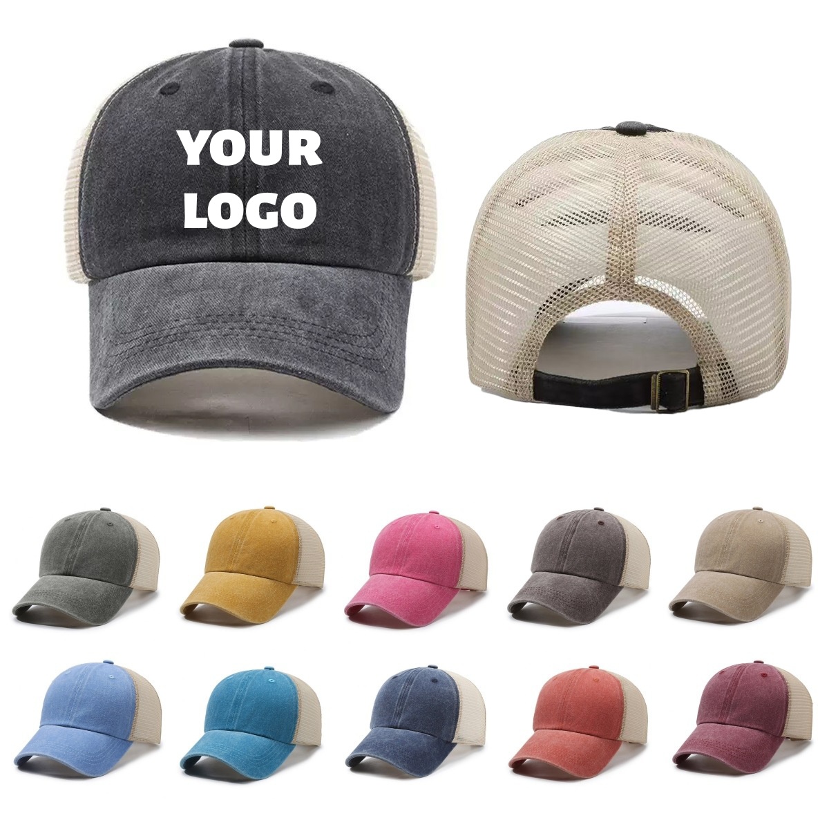 Visor Sun Hat - Gepersonaliseerde logo gewassen mesh cap ademende