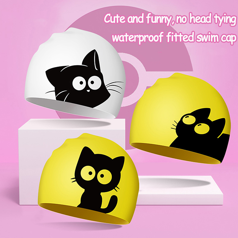 Swim Hat Silicone - Leuke Kat Badmuts Voor Lang Haar