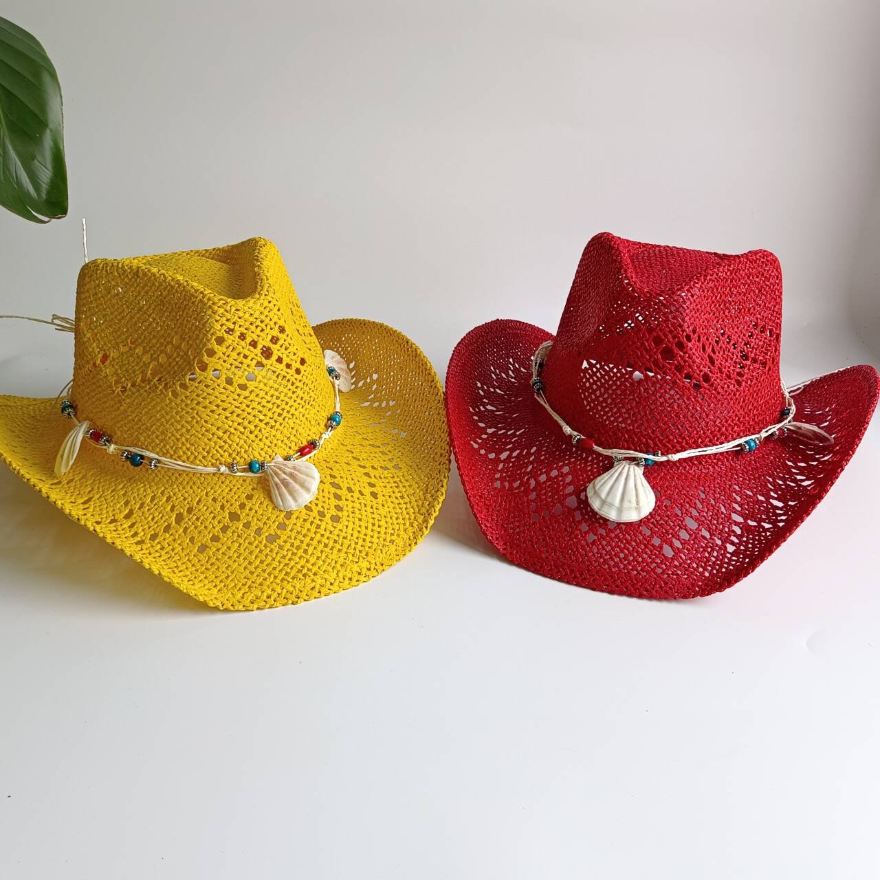 Cowboy Hat Straw - Felgele cowboy strohoeden strand dames heren