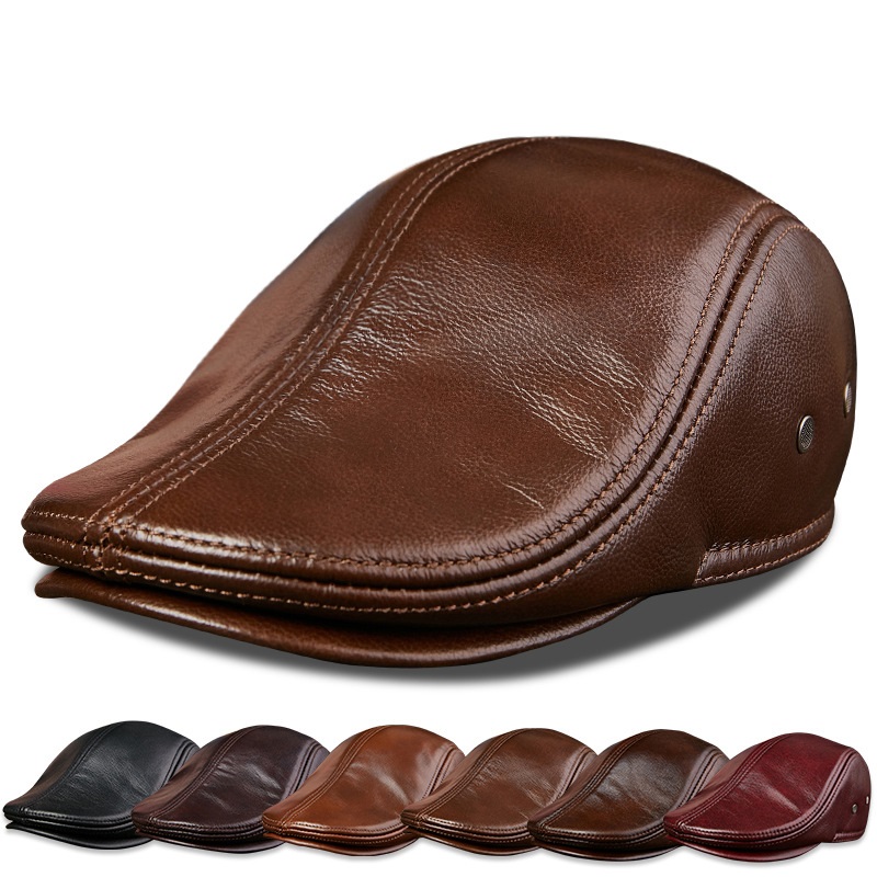 Baseball Cap Structured - Echt rundleer heren baretten pet hoed