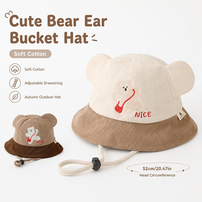 Bucket Hat Cotton - Kinderen Berenoren Bucket Hat Zachte Katoen
