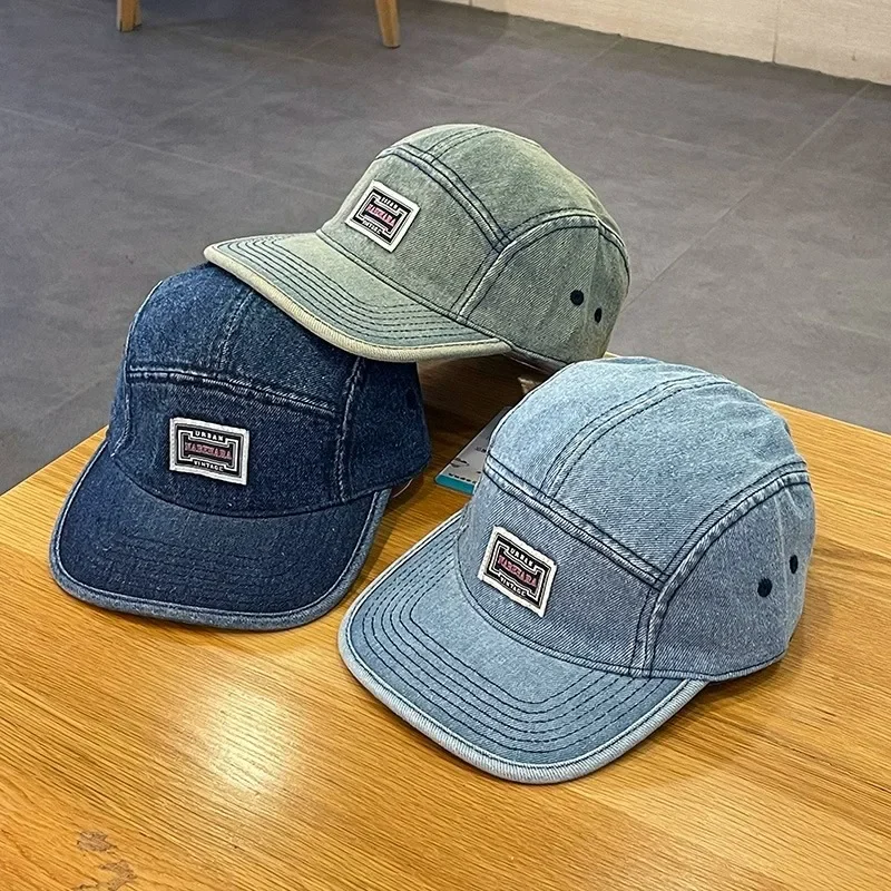 Corduroy Cap 5 Panel - Vintage platte rand denim baseball caps