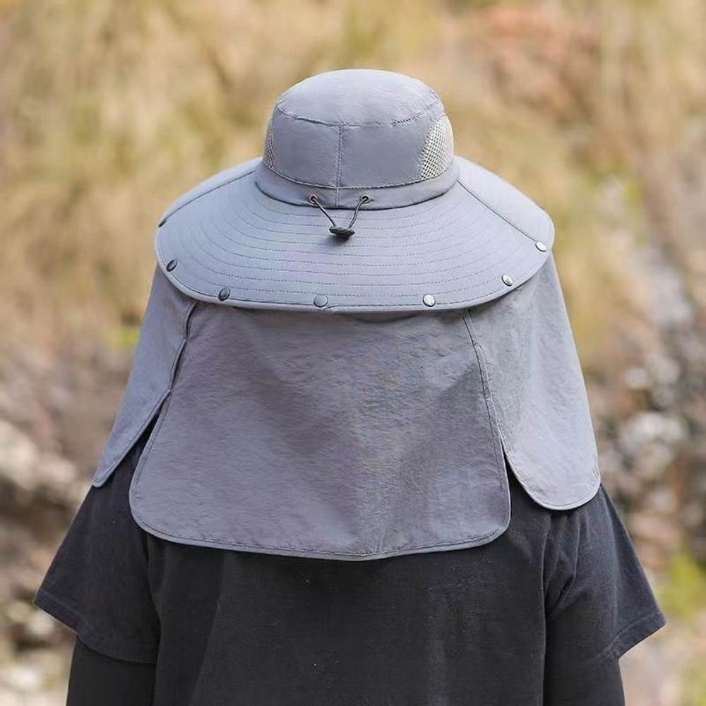 Bucket Hat Cotton - Afneembare stoffen herenzonnehoed Grote rand Nekbescherming