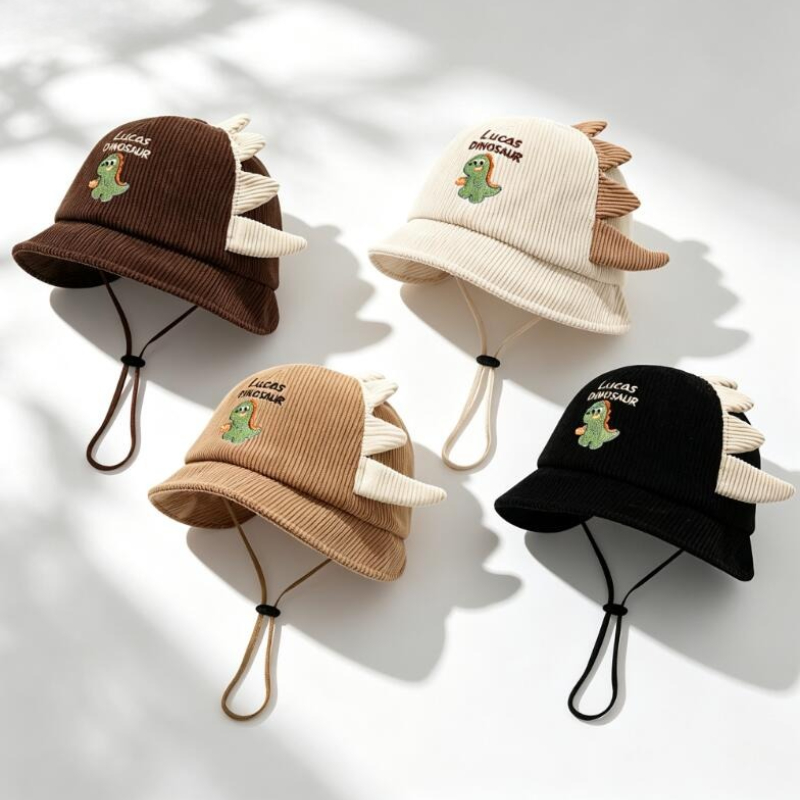 Bucket Hat Cotton - Schattige babyzonnehoed lente herfst lichtgewicht Dino-emmerhoeden