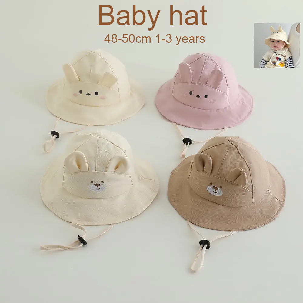 Bucket Hat Cotton - Baby meisjes zonnehoed 48-50cm katoen Panama