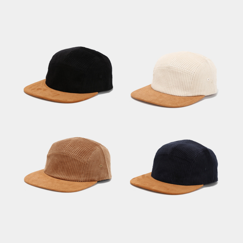 Corduroy Cap 5 Panel - Retro corduroy 5-panel pet met suède