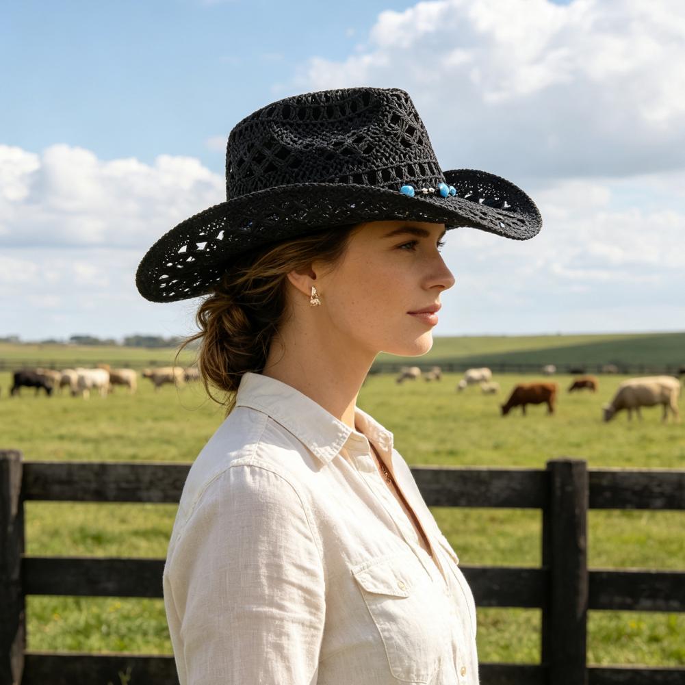 Cowboy Hat Straw - Cowboyhoed met brede rand Comfortabele tuiniershoed