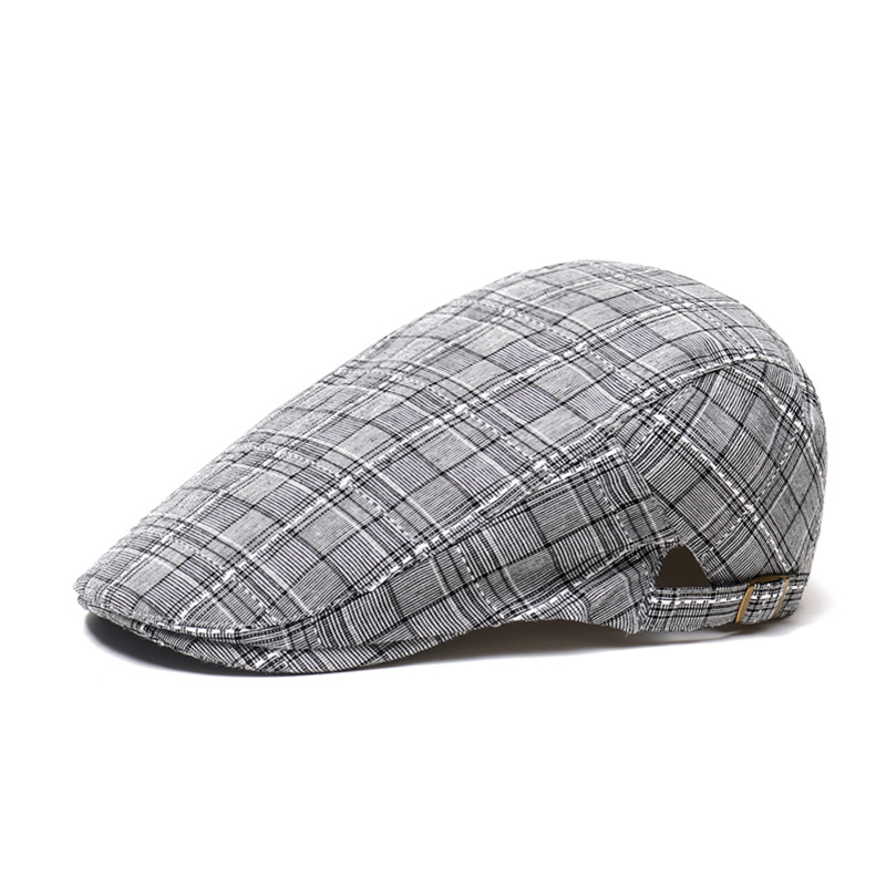 Newsboy Cap Ivy - Unisex katoenen geruite newsboy pet met